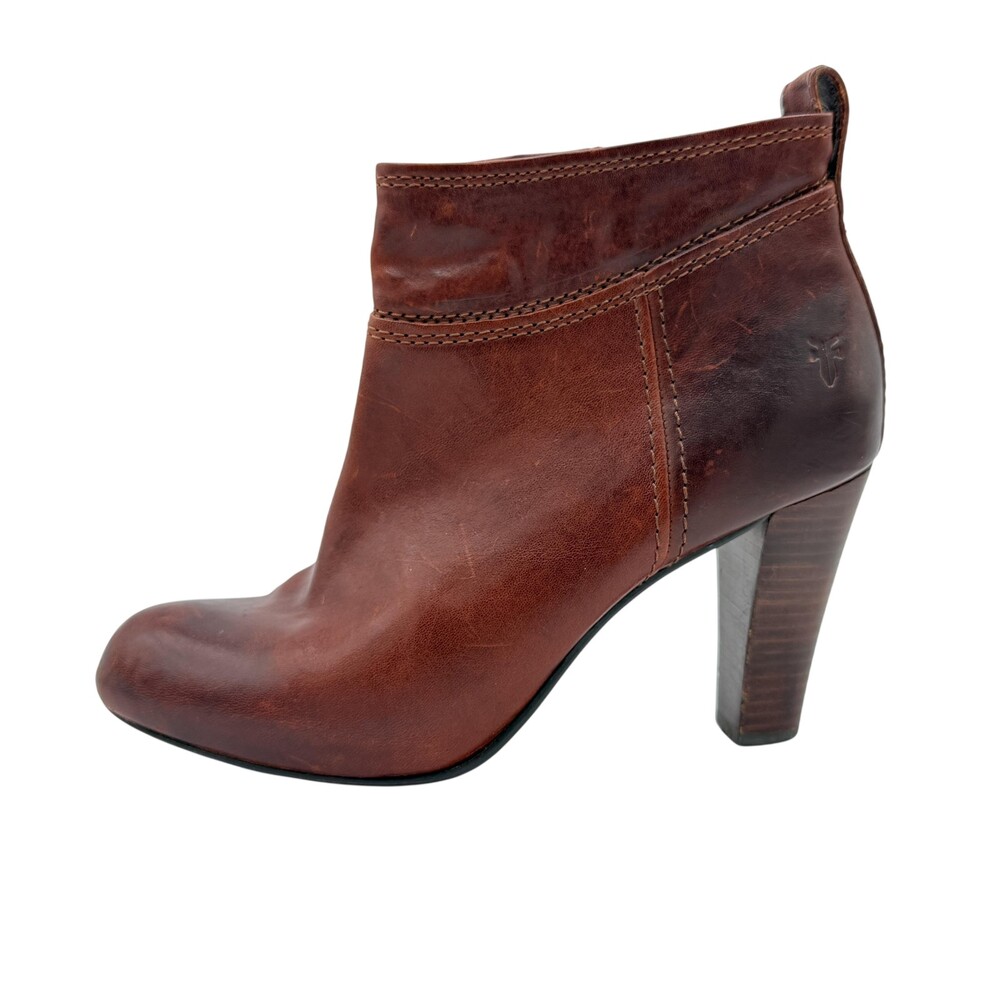 Frye Boots Womens Size 8 Brown Leather Miranda Stud Ankle Booties Zip Heel
